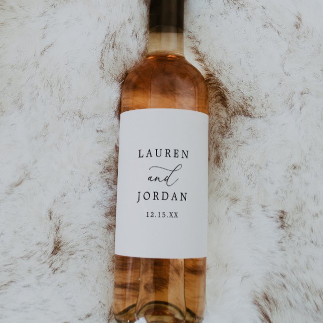 Rótulo De Garrafa De Cerveja Casamento de Caligrafia Preta e Branca (Criador carregado)