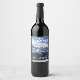 Rótulo De Garrafa De Cerveja Casamento de Cena das Montanhas Snowy