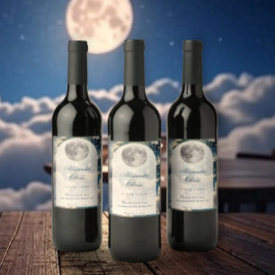 Rótulo De Garrafa De Cerveja Casamento de Céu Noturno Lunar