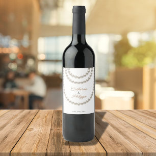 Rótulo De Garrafa De Cerveja Casamento de colares de pérolas Elegantes