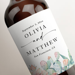 Rótulo De Garrafa De Cerveja Casamento de coloração d'água do Pastel rosa flora