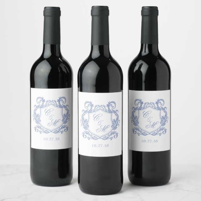 Rótulo De Garrafa De Cerveja Casamento de Derrame Azul Elegante (Garrafas)