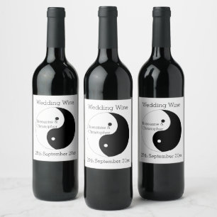 Rótulo De Garrafa De Cerveja Casamento De Design Branco E Preto Yin Yang
