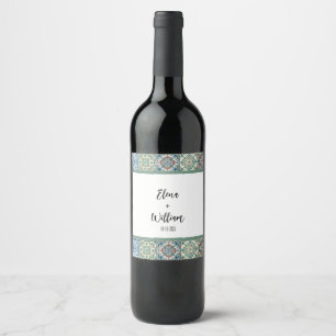 Rótulo De Garrafa De Cerveja Casamento de Destino do Azulejo Italiano Watercolo