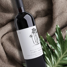 Rótulo De Garrafa De Cerveja Casamento de esboço de palmeira tropical costeira