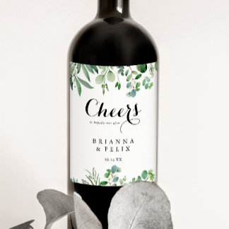 Rótulo De Garrafa De Cerveja Casamento de Felicidades Botânicas Eucalyptus Gree