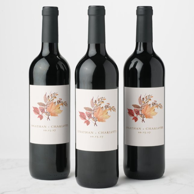Rótulo De Garrafa De Cerveja Casamento de Flor Boho de Outono Rústico Moderno  (Garrafas)