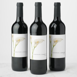 Rótulo De Garrafa De Cerveja Casamento de Flor de Lírio Calla Branco Moderno 