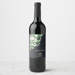 Rótulo De Garrafa De Cerveja Casamento de Flores Brancas