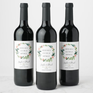 Rótulo De Garrafa De Cerveja Casamento de Flores de Água Elegante