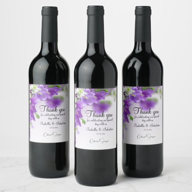 Rótulo De Garrafa De Cerveja Casamento de Flores Lilac Elegante (Garrafas)
