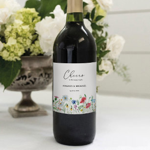 Rótulo De Garrafa De Cerveja Casamento de Flores Silvestres Elegantes