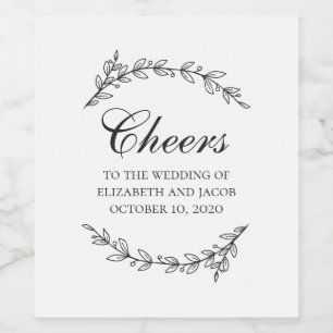 Rótulo De Garrafa De Cerveja Casamento de folhagem botânica branca e elegante