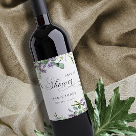 Rótulo De Garrafa De Cerveja Casamento de Folhagem Eucalyptus Leafy, Lavanda El