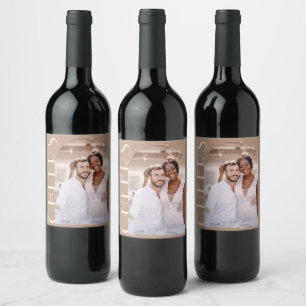 Rótulo De Garrafa De Cerveja Casamento de Fotografias com Arch Cheers Monocromá