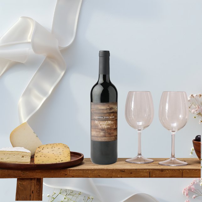 Rótulo De Garrafa De Cerveja Casamento de Fotos de Casais de Madeira Rustic (Criador carregado)