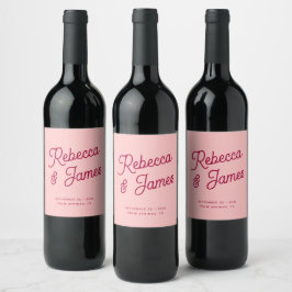 Rótulo De Garrafa De Cerveja Casamento de Fuchsia Rosa Quente-Cor-de-Rosa Vinta