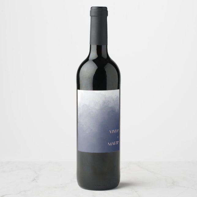 Rótulo De Garrafa De Cerveja Casamento de fumaça Marinho Clássico Azul (Frente)