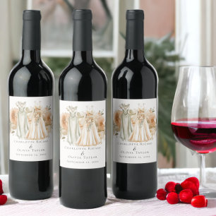 Rótulo De Garrafa De Cerveja Casamento de Gay Elegante duas noivas em vestidos