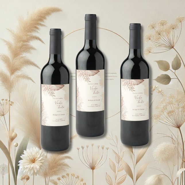Rótulo De Garrafa De Cerveja Casamento de Grass Neutrais Elegante (Criador carregado)