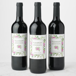 Rótulo De Garrafa De Cerveja Casamento de Hortênsias Rosa