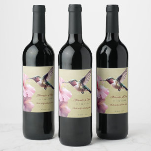 Rótulo De Garrafa De Cerveja Casamento de Hummingbird e Hibiscus Amarela