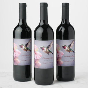 Rótulo De Garrafa De Cerveja Casamento de Hummingbird e Hibiscus Roxa