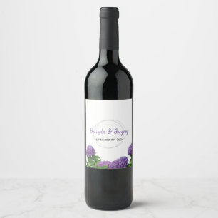 Rótulo De Garrafa De Cerveja Casamento de Hydrangea Púrpura Elegante