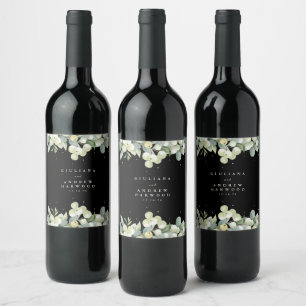 Rótulo De Garrafa De Cerveja Casamento de Inverno de Framboesa Negra+Eucalipto