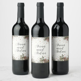 Rótulo De Garrafa De Cerveja Casamento de Inverno Floral Elegante Modernidade I
