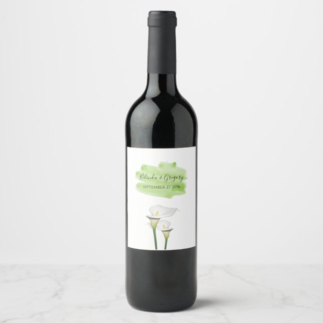 Rótulo De Garrafa De Cerveja Casamento de Lírios Calla Branco (Frente)