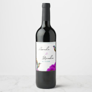 Rótulo De Garrafa De Cerveja Casamento de Margaridas Roxas Coloridas