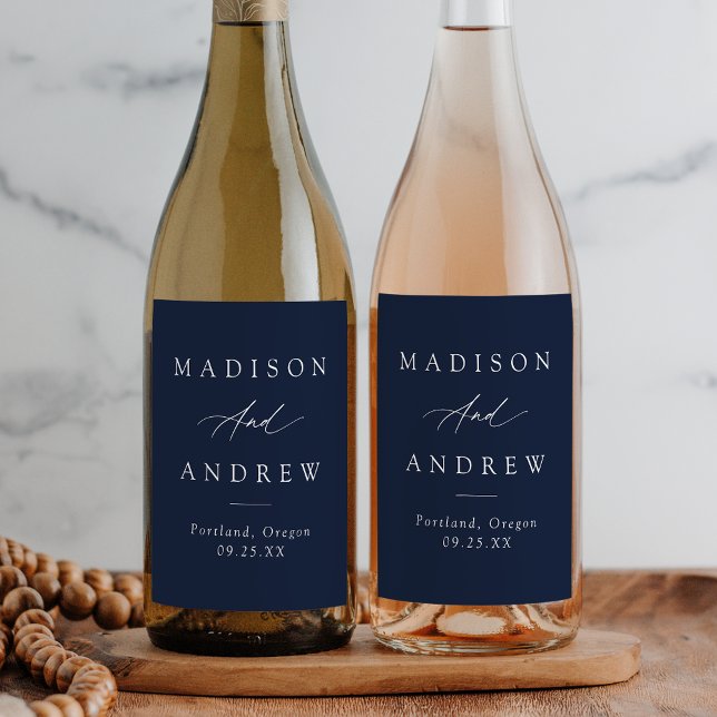 Rótulo De Garrafa De Cerveja Casamento de Marinho de Caligrafia (Criador carregado)