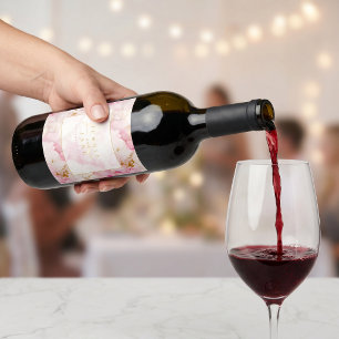 Rótulo De Garrafa De Cerveja Casamento de mármore rosa e dourado