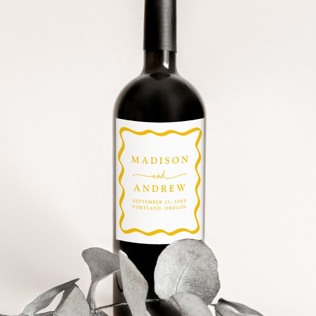 Rótulo De Garrafa De Cerveja Casamento de Mola Amarelo Moderno (Criador carregado)