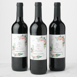 Rótulo De Garrafa De Cerveja Casamento de Moldura Verde Flores Brancas Cor-de-Á