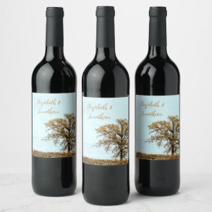 Rótulo De Garrafa De Cerveja Casamento de Outono sob Carvalho Rústico