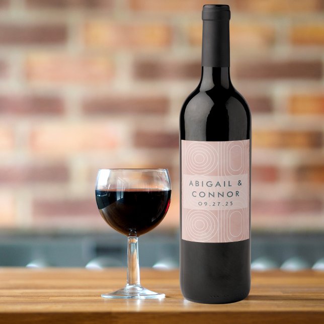 Rótulo De Garrafa De Cerveja Casamento de Ovais e Círculos Chic Peach (Criador carregado)