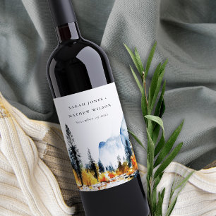 Rótulo De Garrafa De Cerveja Casamento de Paisagem de Inverno no Rio das Montan
