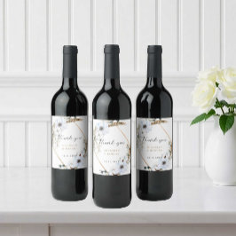 Rótulo De Garrafa De Cerveja Casamento de Pampas Elegante e Anêmona Branca