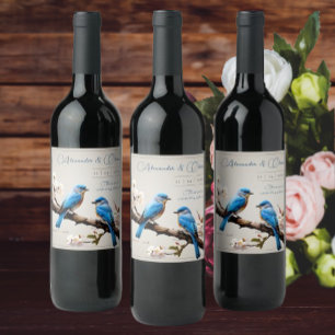 Rótulo De Garrafa De Cerveja Casamento de primavera Bluebird