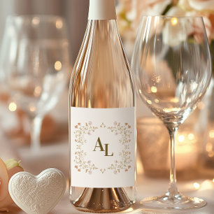 Rótulo De Garrafa De Cerveja Casamento de Quadros Antigos Florais do Rococo