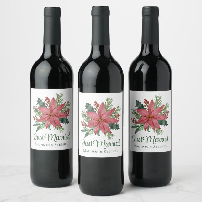 Rótulo De Garrafa De Cerveja Casamento de Recem casados Floral de Poinsettia Ch (Garrafas)