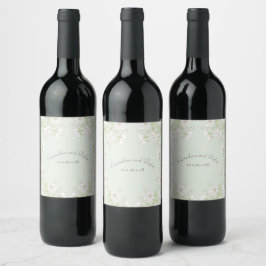 Rótulo De Garrafa De Cerveja Casamento de Rosa Branca Verde Salvia