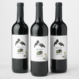 Rótulo De Garrafa De Cerveja Casamento de Rosas Negras do Halloween