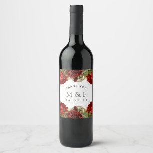 Rótulo De Garrafa De Cerveja Casamento de Rosas Vintage Burgundy Vermelho e Dou