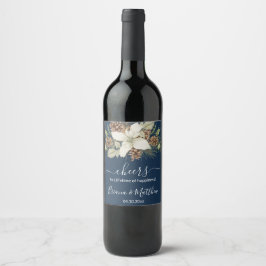 Rótulo De Garrafa De Cerveja Casamento de Script Elegante Azul-Marinho de inver