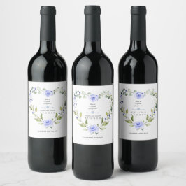 Rótulo De Garrafa De Cerveja Casamento de terra com flores azuis de aquarela el