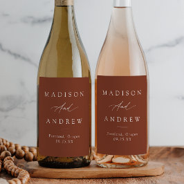 Rótulo De Garrafa De Cerveja Casamento de Terracotta da Calliografia Elegante