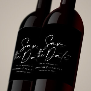 Rótulo De Garrafa De Cerveja Casamento de tipografia negra com script casual mo